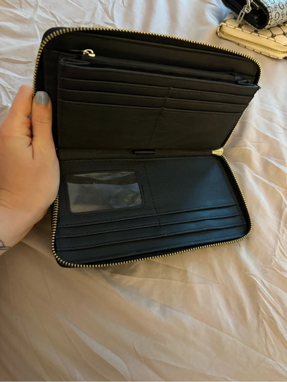 Steve Madden Black Wallet with Gold Accent Zip